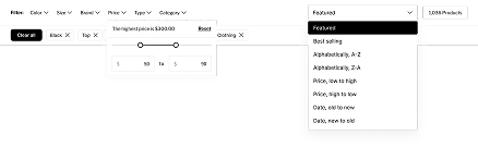 Product Filtering Preview